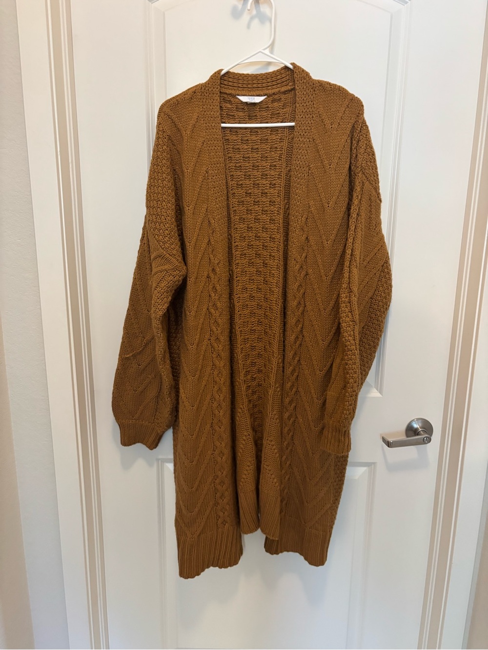 Time and Tru Chunky Open-Front Cable Cardigan in Camel